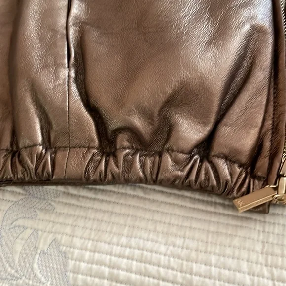 New genuine leather Anne KleinBumper jacketL soft brown adjustable neck